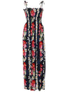 Smock Top Maxi Hawaiian Dress Plumeria Orchid Panel Navy Fits XS to XL (2-16)