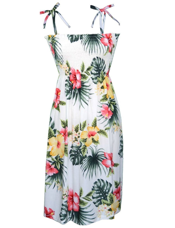 Smock Top Short Hawaii Rayon Dress Lihue White