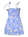 Smock Tube Top Flower Dress for Girls Plumeria Blue