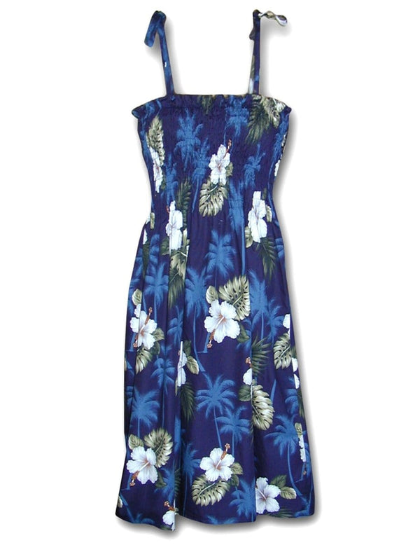 Smock Tube Top Midi Dress Ka Pua Navy Fits XS to XL (2-16) Pacific Legend