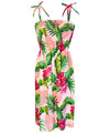 Smock Tube-Top Short Hawaiian Dress Ewa Hibiscus Coral