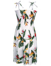 Smocked Hawaiian Dress Birds of Paradise White