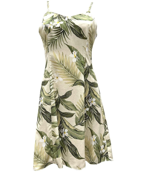 Spaghetti Straps Short Hawaiian Dress White Ginger Khaki