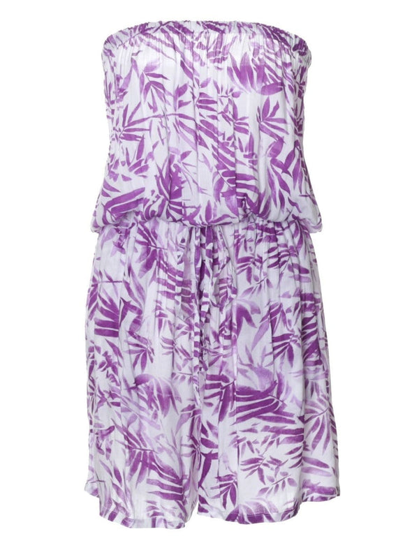 Strapless Romper PALMS Purple Purple Fits XS to L (2-12)
