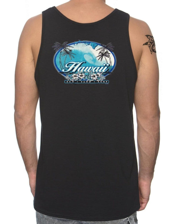 Sun-Sand-Surf Hawaiian Tank-Top Tee Black