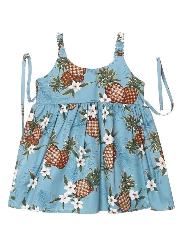 Sunny Pineapples Girls Sundress Light Blue KY