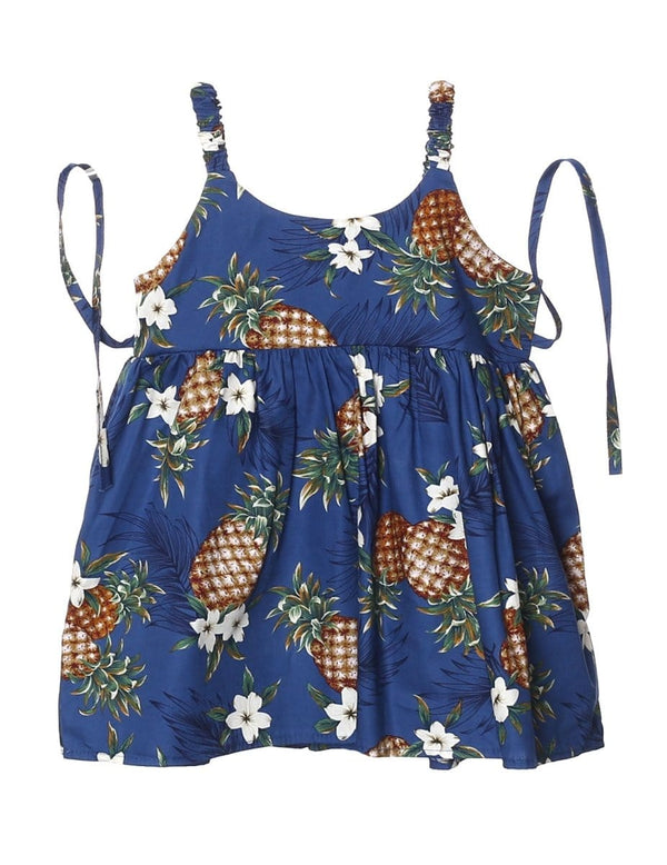 Sunny Pineapples Girls Sundress Navy KY