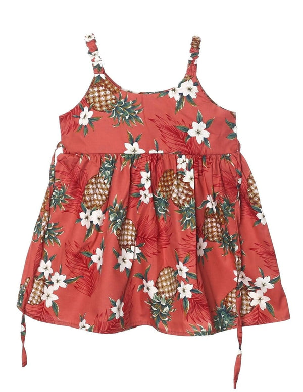 Sunny Pineapples Girls Sundress Rust KY