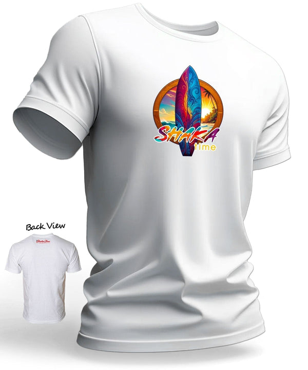 Hawaii Sunrise Surfboard Shaka Time T-Shirt White