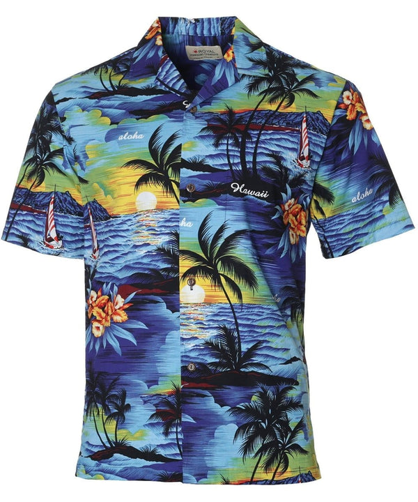 Sunset Luau Men Hawaiian Shirt Blue