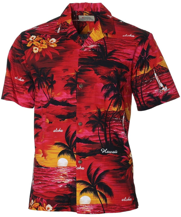 Sunset Luau Men Hawaiian Shirt Red