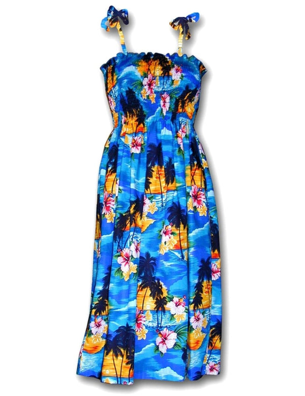 Sunset Tube-Top Midi Smock Dress Blue Fits XS to XL (2-16) Pacific Legend