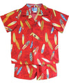 Surfboard Town Toddler Boy's Clothes Set Red