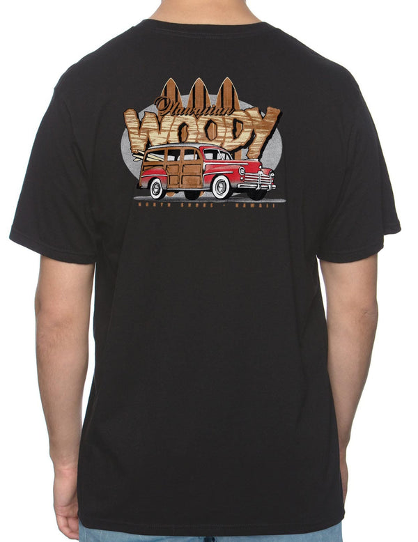 T-Shirt Tee Surfers Woody Station Wagon Car Black