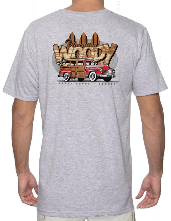 T-Shirt Tee Surfers Woody Station Wagon Car Ash