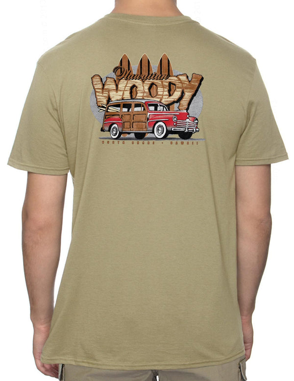 T-Shirt Tee Surfers Woody Station Wagon Car Sand