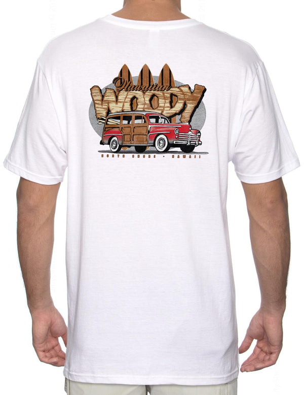 T-Shirt Tee Surfers Woody Station Wagon Car White