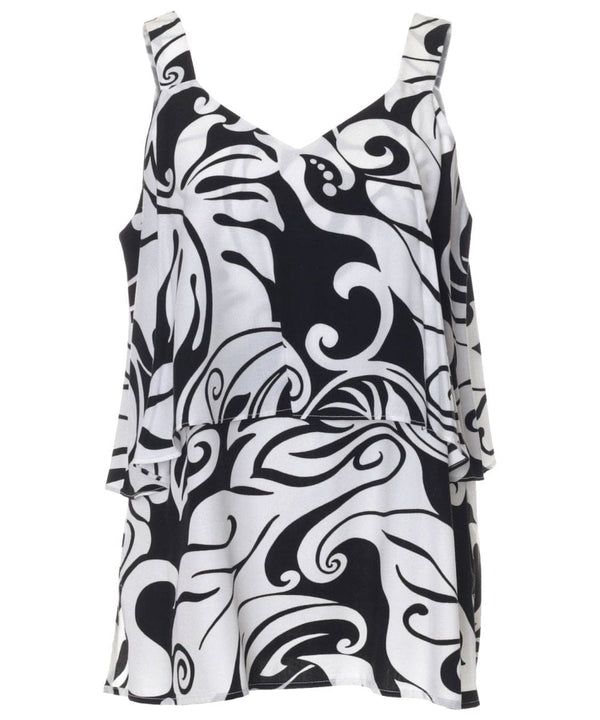 Swirl Double Layer Blouse Tank Top Black