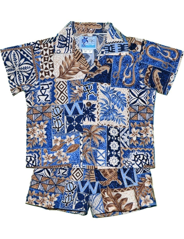 Tapa Honu Toddler Boy's Clothes Set Blue