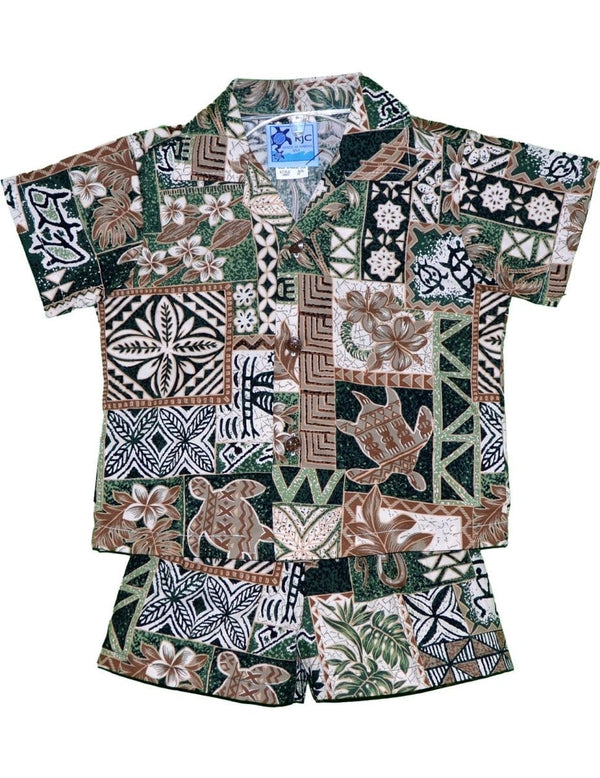 Tapa Honu Toddler Boy's Clothes Set Green