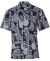 Tapa Pineapples Hawaiian Shirt Waimea Casuals Navy