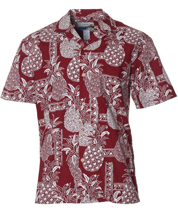 Tapa Pineapples Hawaiian Shirt Waimea Casuals Red