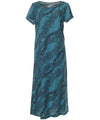 Maxi Long Hawaiian Dress Signature Lei with Sleeves Teal Mae Young Designs