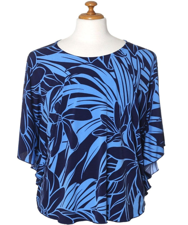 TIARE Blouse Caftan Poncho Tunic Blue