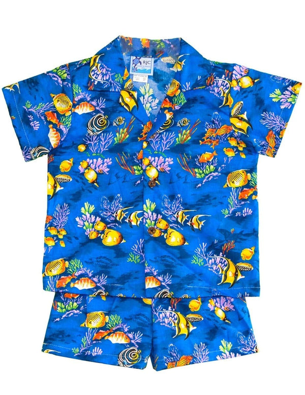 Toddler Boy's Clothes 2 Piece Cabana Set Fish Explorer Navy