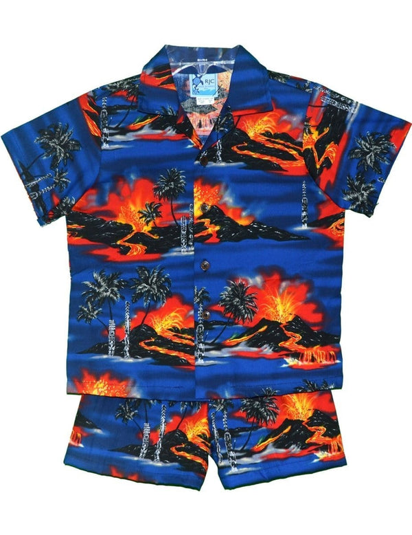 Toddler Boy's Clothes Set Kilauea Volcano Lava Royal