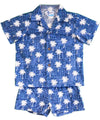 Toddler Boy's Hawaiian Clothes Set Mini Palms Navy
