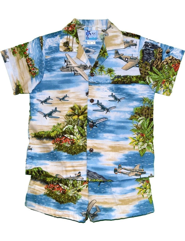 Toddler Boy's Clothes Set P38 Lighting Airplanes Blue