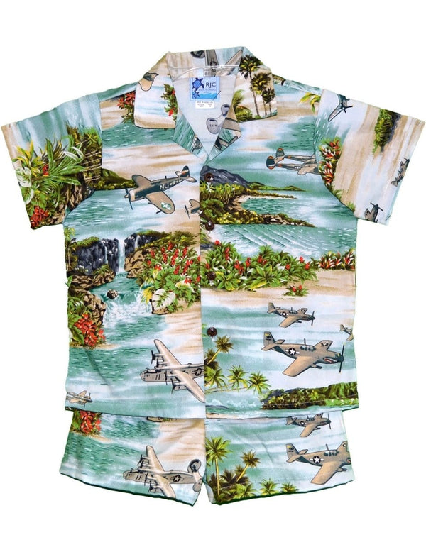 Toddler Boy's Clothes Set P38 Lighting Airplanes Sage