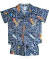 Toddler Boy's Hawaiian Clothes Set Surfer Tapa Black