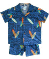 Toddler Boy's Hawaiian Clothes Set Surfer Tapa Navy