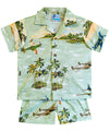 Spitfire Pacific Airplanes Toddler Boy's Hawaiian Clothes Set Green