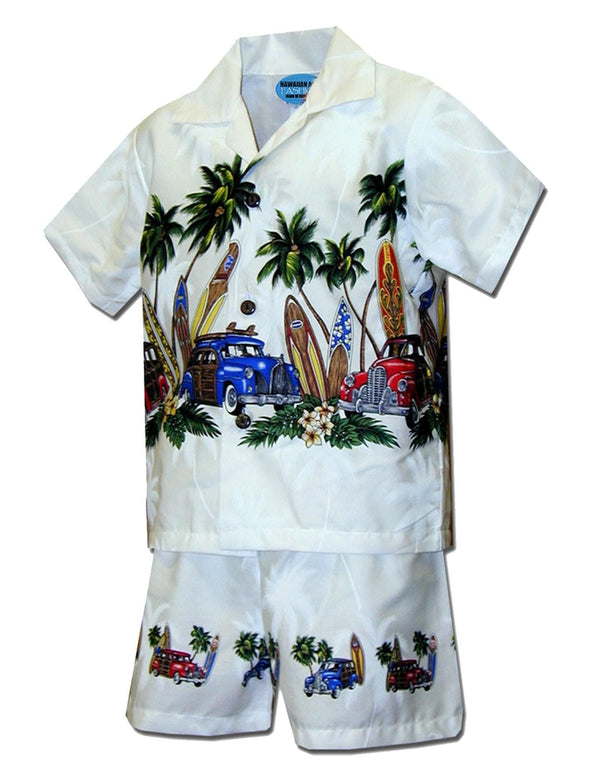 Surfing Woody Car Boys Toddler Clothes Set White Pacific Legend