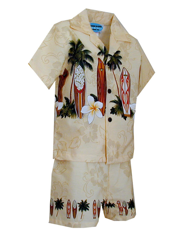 Classic Surfing Boards Boys Toddler Clothes Set Beige Pacific Legend