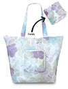 Modern Hibiscus Foldable Tote Handbag Purse Lilac