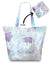 Modern Hibiscus Foldable Tote Handbag Purse Lilac