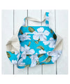 Large Tote Handbag White Hibiscus Aqua Aqua