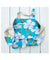 Large Tote Handbag White Hibiscus Aqua Aqua