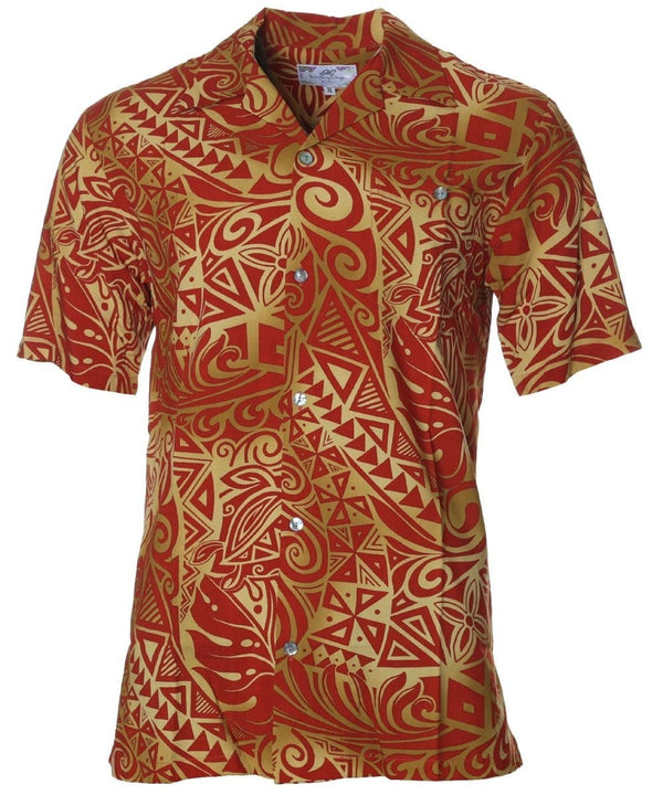 TRIBAL Aloha Shirt Rust