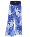 Tribal Plumeria Palazzo Pants Wide-Leg Blue