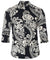 Tribal Polynesian 3/4 Sleeves Hawaiian Black Shirt Black