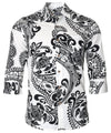 Tribal Polynesian 3/4 Sleeves Hawaiian White Shirt White
