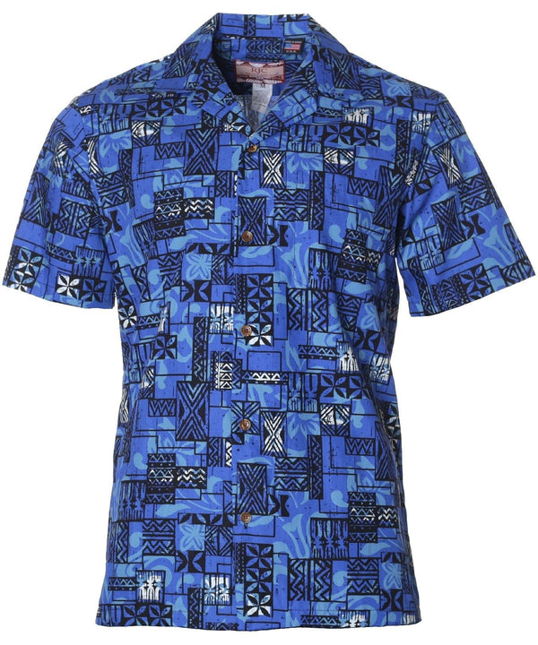 Tribal Tapa Land Hawaiian Shirt Blue