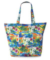 Tropical Aloha Deluxe Foldable Tote Bag Blue