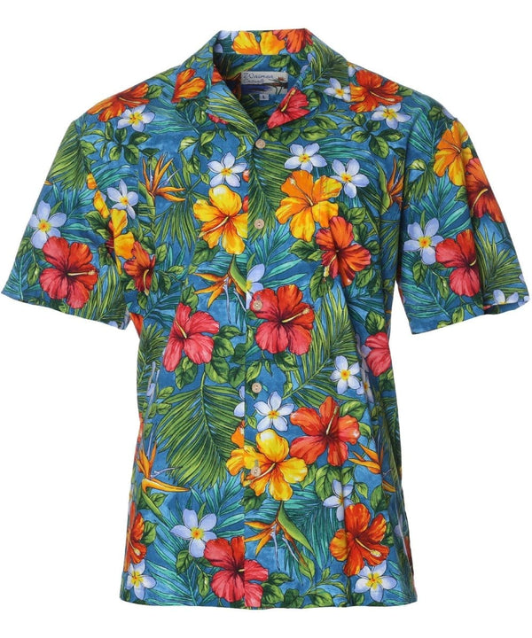 Tropical Garden Waimea Casuals Aloha Shirt Teal