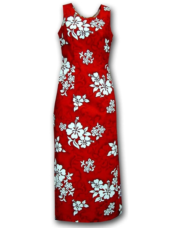 Tropical Hibiscus Sleeveless Long Maxi Dress Red Pacific Legends